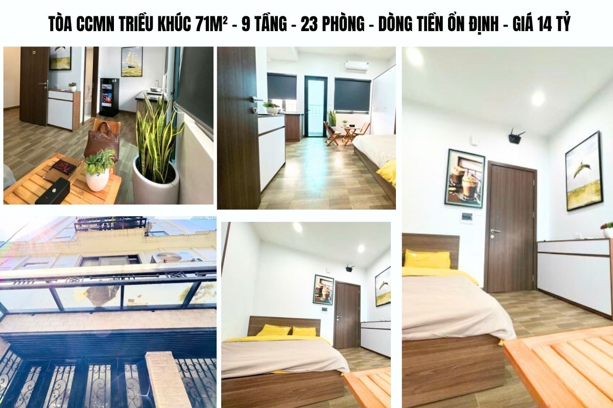 TÒA CCMN TRIỀU KHÚC 71M² – 9 TẦNG – 23 PHÒNG – DÒNG TIỀN ỔN ĐỊNH – GIÁ 14 TỶ