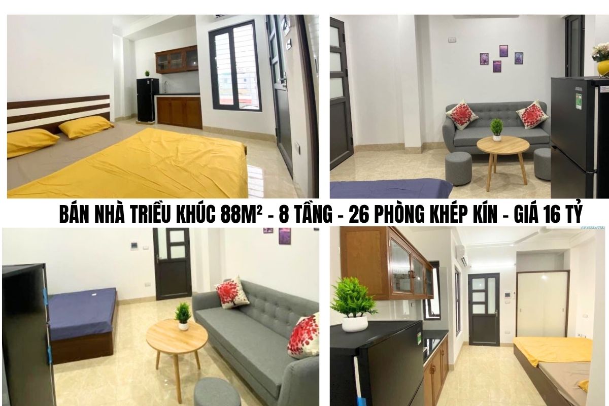 BÁN NHÀ TRIỀU KHÚC 88M² – 8 TẦNG – 26 PHÒNG KHÉP KÍN – GIÁ 16 TỶ