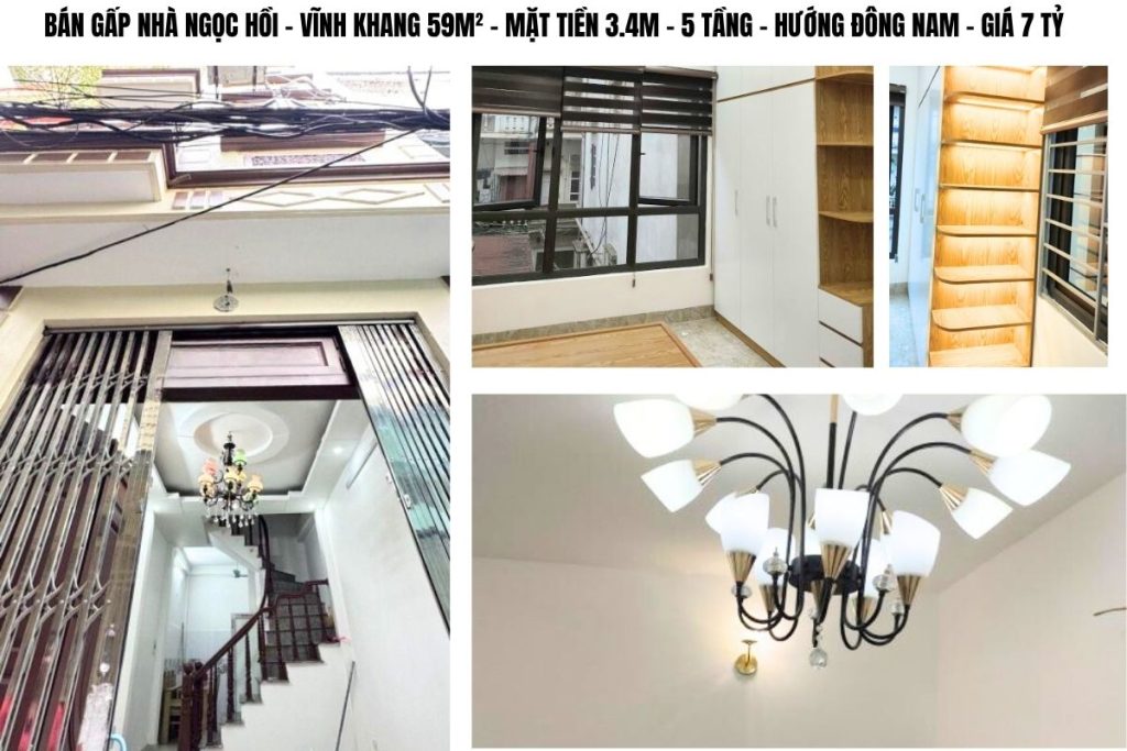 BÁN GẤP NHÀ NGỌC HỒI – VĨNH KHANG 59M² – MẶT TIỀN 3.4M – 5 TẦNG – HƯỚNG ĐÔNG NAM – GIÁ 7 TỶ