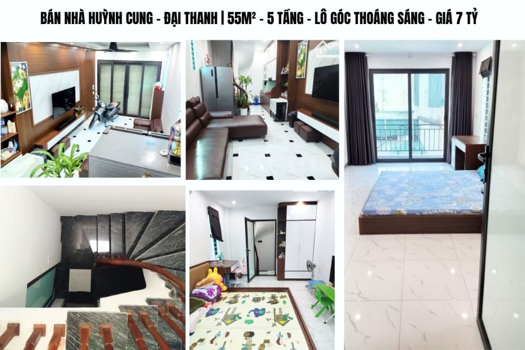 BÁN NHÀ HUỲNH CUNG – ĐẠI THANH | 55M² – 5 TẦNG – LÔ GÓC THOÁNG SÁNG – GIÁ 7 TỶ