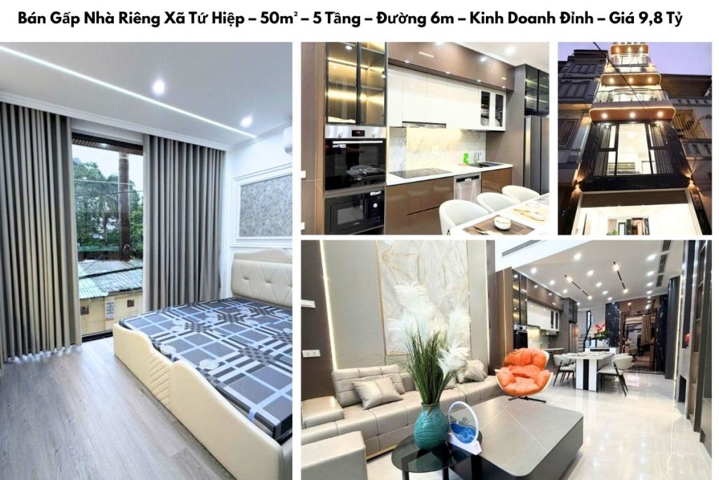 Bán Gấp Nhà Riêng Xã Tứ Hiệp – 50m² – 5 Tầng – Đường 6m – Kinh Doanh Đỉnh – Giá 9,8 Tỷ