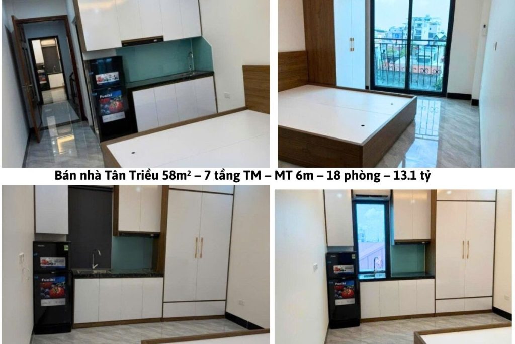 Bán nhà Tân Triều 58m² – 7 tầng TM – MT 6m – 18 phòng – 13.1 tỷ