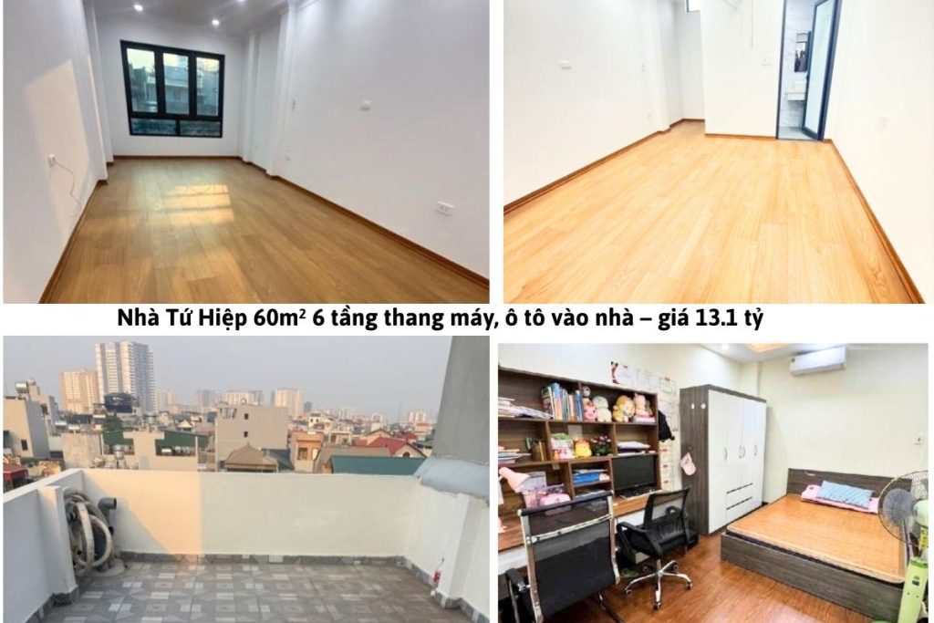 Nhà Tứ Hiệp 60m² 6 tầng thang máy, ô tô vào nhà – giá 13.1 tỷ