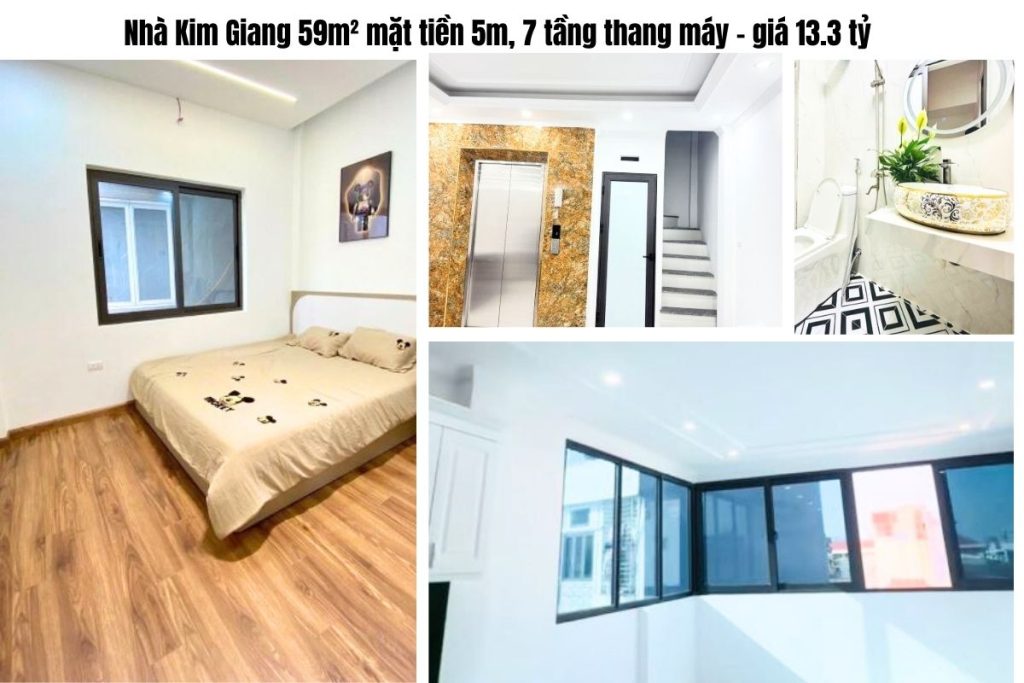 Nhà Kim Giang 59m² mặt tiền 5m, 7 tầng thang máy – giá 13.3 tỷ