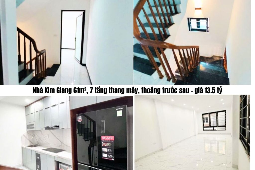Nhà Kim Giang 61m², 7 tầng thang máy, thoáng trước sau – giá 13.5 tỷ