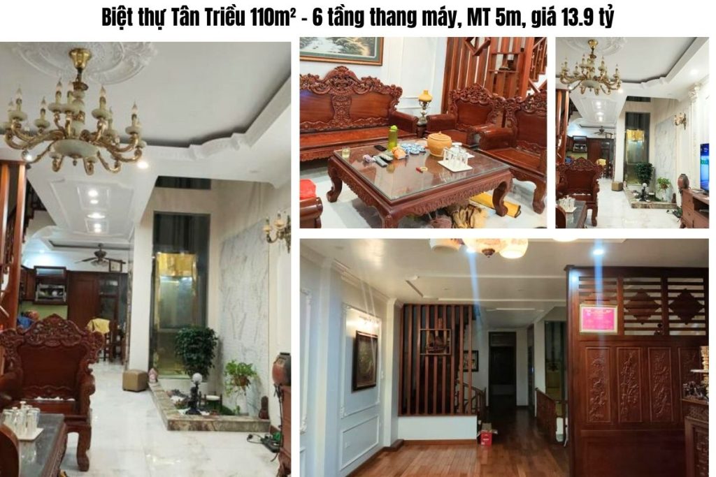 Biệt thự Tân Triều 110m² – 6 tầng thang máy, MT 5m, giá 13.9 tỷ