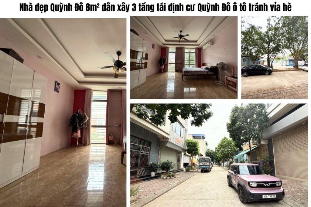 Nhà đẹp Quỳnh Đô 8m² dân xây 3 tầng tái định cư Quỳnh Đô ô tô tránh vỉa hè