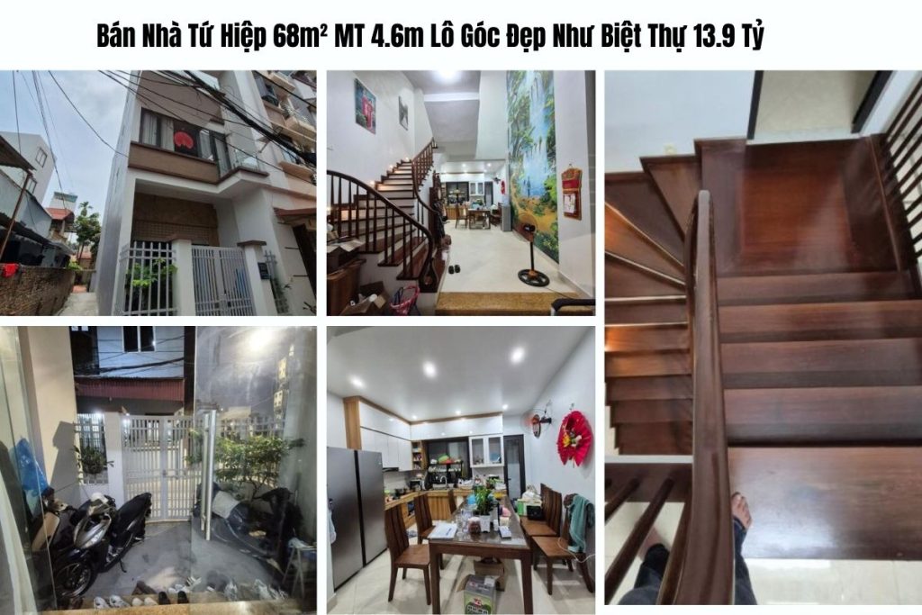 Bán Nhà Tứ Hiệp 68m² MT 4.6m Lô Góc Đẹp Như Biệt Thự 13.9 Tỷ
