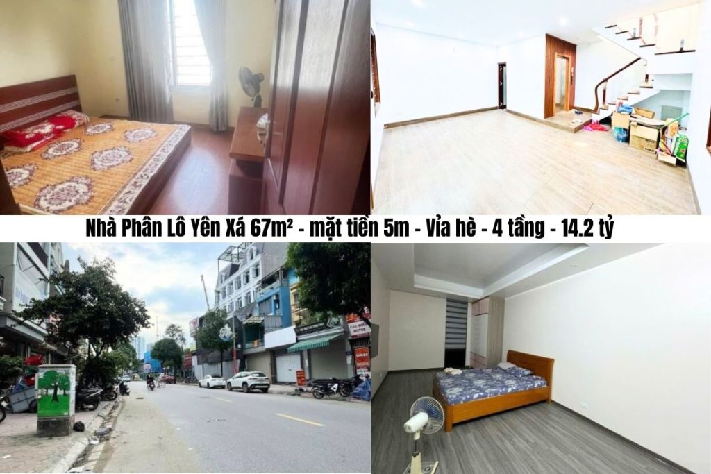 Nhà Phân Lô Yên Xá 67m² –  mặt tiền 5m – Vỉa hè – 4 tầng – 14.2 tỷ